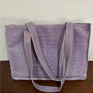 Tote crocodile patent leather purple bag